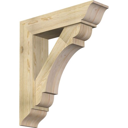 Ekena Millwork Olympic Traditional Rough Sawn Bracket w/ Offset Brace, Douglas Fir, 8"W x 32"D x 36"H BKT0806X32X36OLY01RDF
